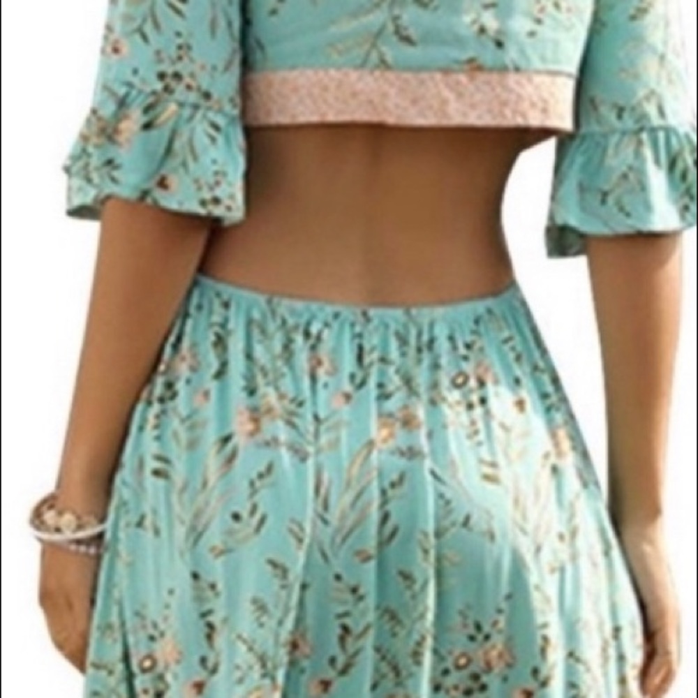 🔥NWT BESTSELLER🔥PRINT MINT GREEN BOHO DRESS. - Picture 3 of 7